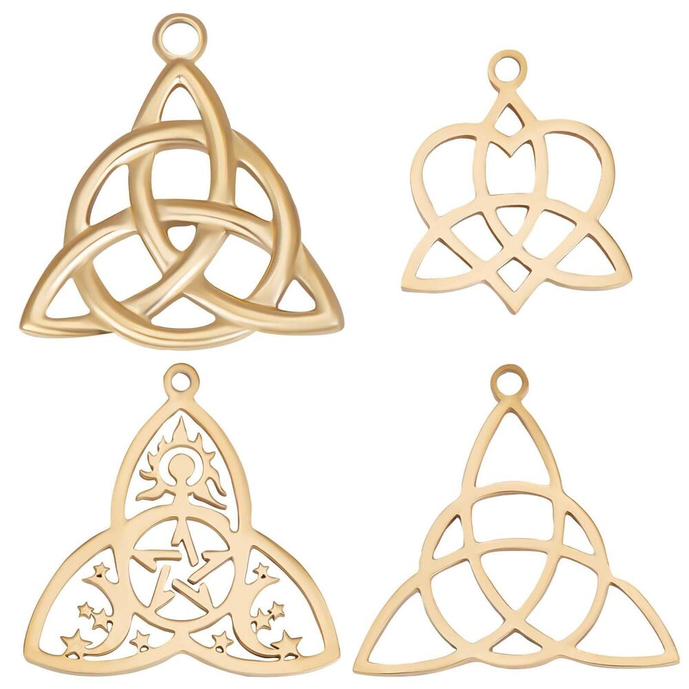 3798 12Pcs 4 Style Celtic Knot Charms Stainless Steel Chinese Pagan Heart